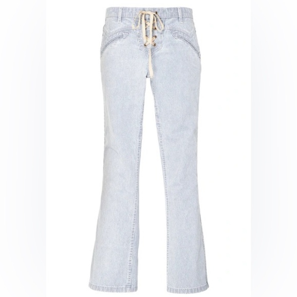 Ulla Johnson Pinstripe Patria Lace Up Jeans | Size 0